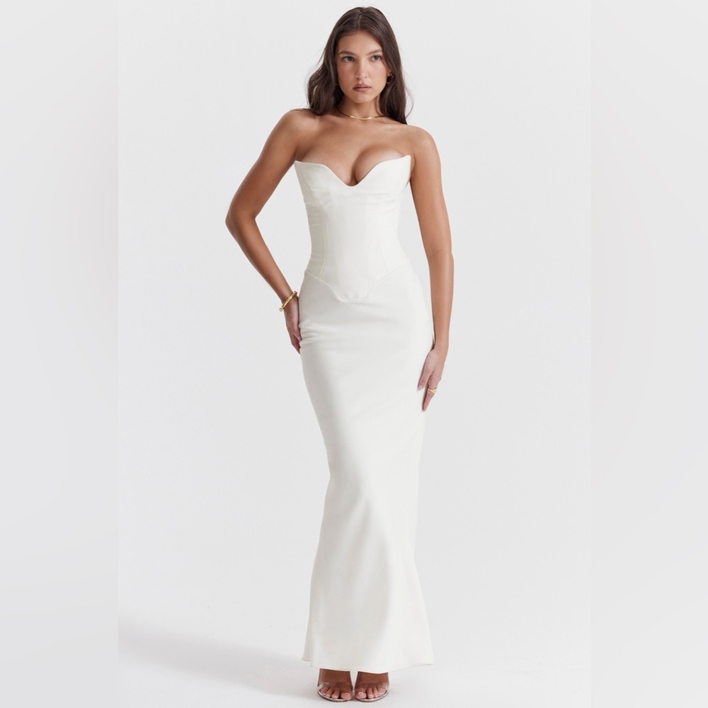 House of CB Strapless Ivory Long Corset Gown